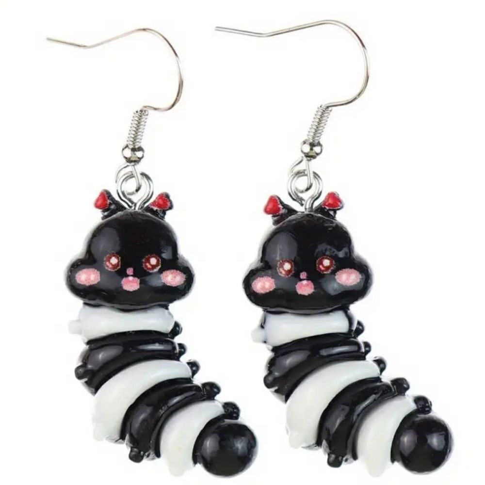 Hand crafted Black And White dangle earrings